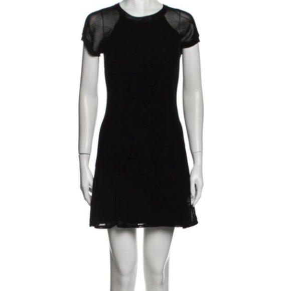 Theyskens Theory Black Velvet & Mesh Mini Dress 🖤✨ - Picture 1 of 5